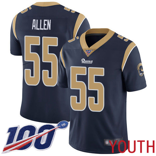 Los Angeles Rams Limited Navy Blue Youth Brian Allen Home Jersey NFL Football #55 100th Season Vapor Untouchable->women nfl jersey->Women Jersey